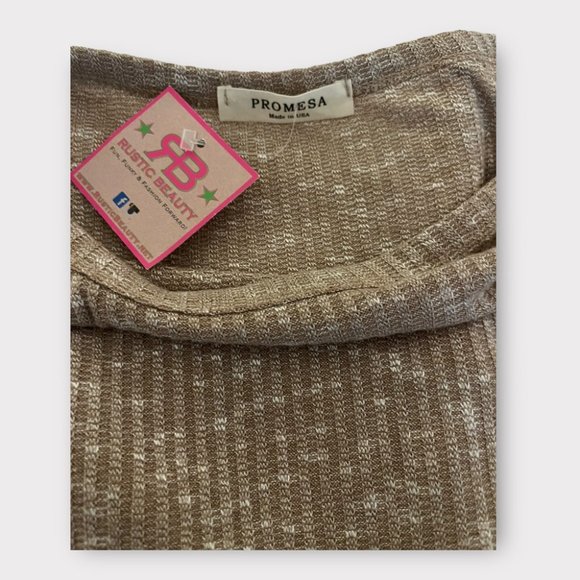 New. Tan Promesa Long Sleeve Top with Shoulder Ties - Picture 5 of 5